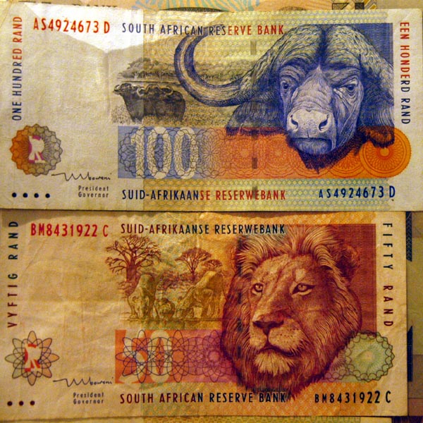 South African banknotes - 50 and 100 rand