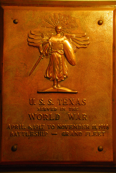 USS Texas World War I service plaque