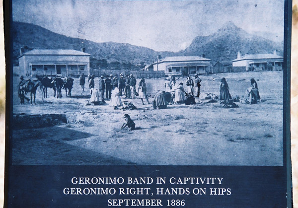 Historic photo of Geronimo in captivity, Fort Bowie