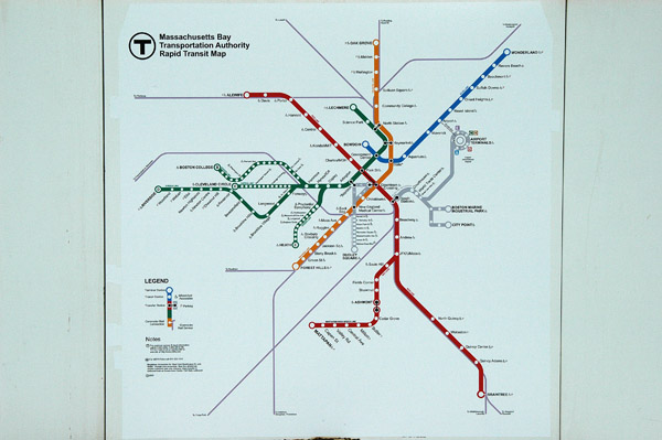 Map of the T - Boston's metro