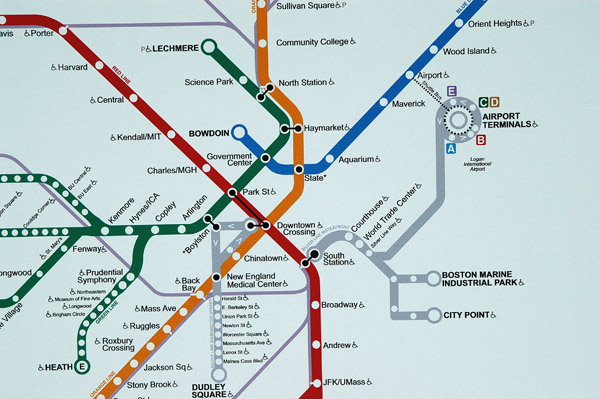 Map of the T - Boston's metro