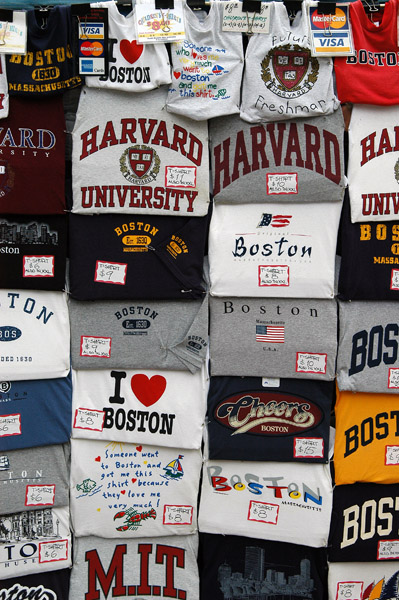 Boston and Harvard t-shirts