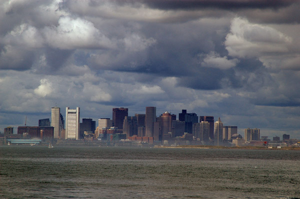 Boston Skyline under cloudy skies