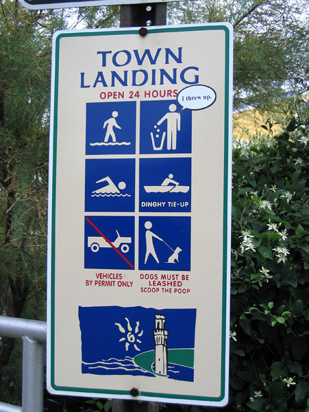 Humorous Town Landing sign, Provincetown