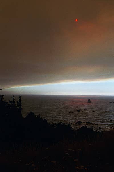 Smoke from forest fires in northern California and southern Oregon