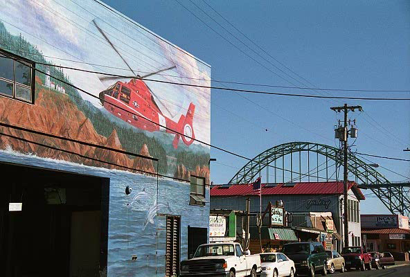 Mural of a Coast Guard helicopter, SW Bay Blvd, Newport, Oregon