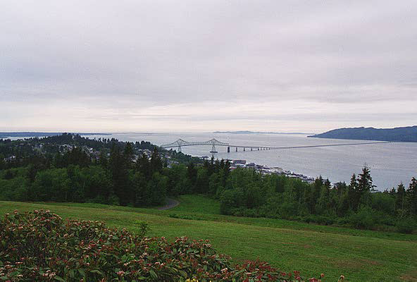 View of the mouth of the Columbia River from the Astoria Column, Coxcomb Hill