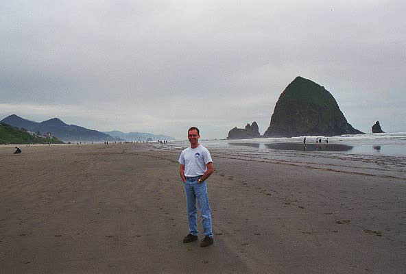 Roy with Haystack Rock, Cannon Beach, Oregon