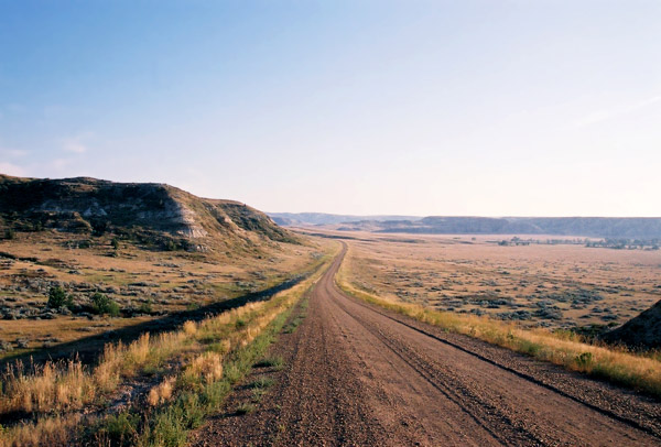 Driving between the North and South units of Theodore Roosevelt National Park
