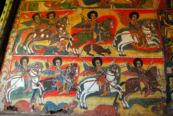 Mounted figures like this are common in Ethiopian churches