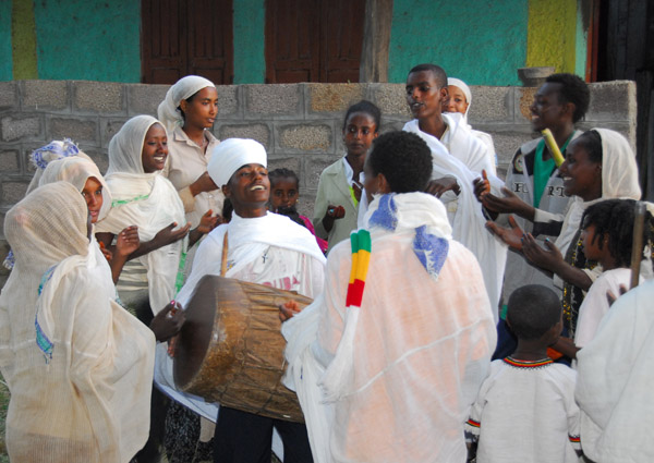 Ethiopian drummer, Timkat festival, Debre Maryam, Lake Tana