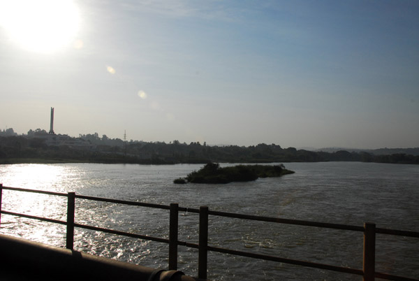 Leaving Bahir Dar crossing the Blue Nile Bridge with the war memorial on the left