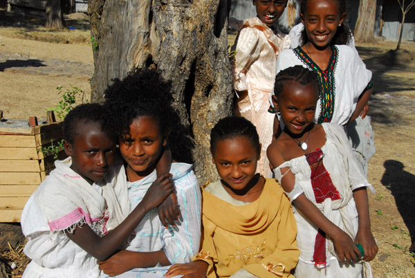 Ethiopian girls at the baths, Gondar