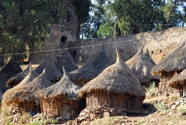 Huts of seminarians built along the outer walls of Empress Mentewab's Palace