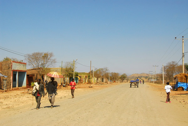 Maytsebry, Ethiopia - a wide dusty avenue like the Old West