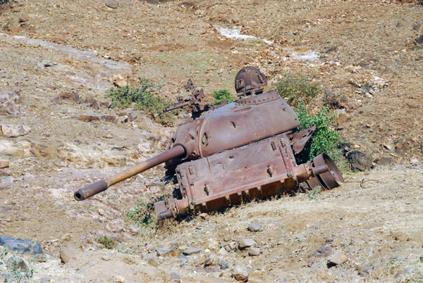 War relic from 1991, a Soviet-built T-55 tank