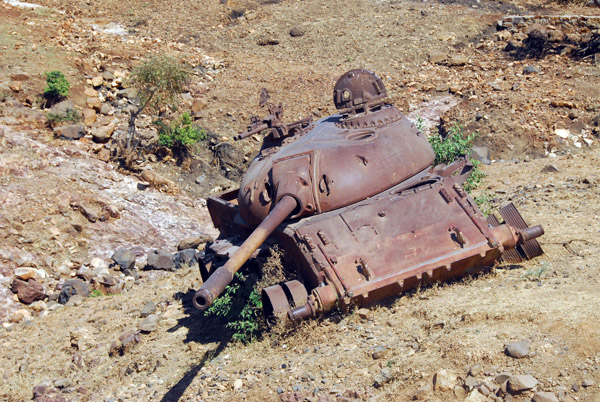 T-55 tank stripped of its tread