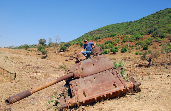 War relic along the road to Axum - T-55 tank