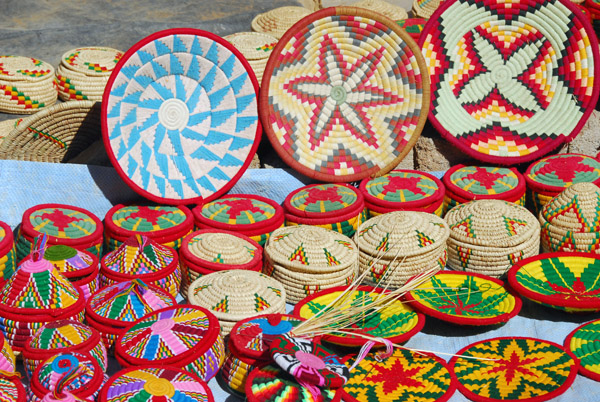 Ethiopian baskets on sale next to the Archaeological Museum, Axum