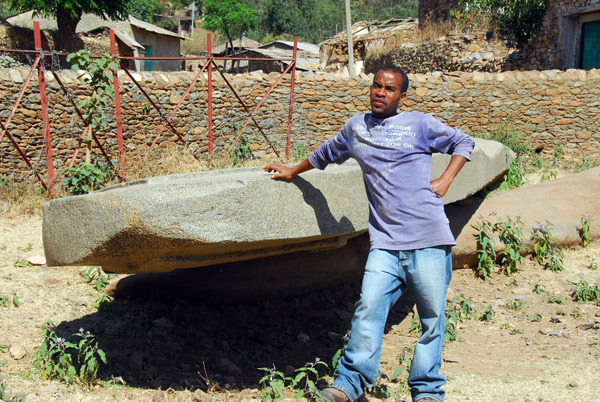 Our local Axum guide with the 5th decorated stele