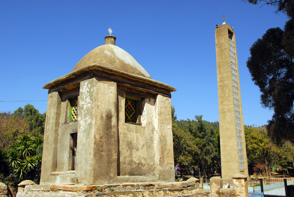 Old and new bell towers at the churches of St Mary of Zion, Axum