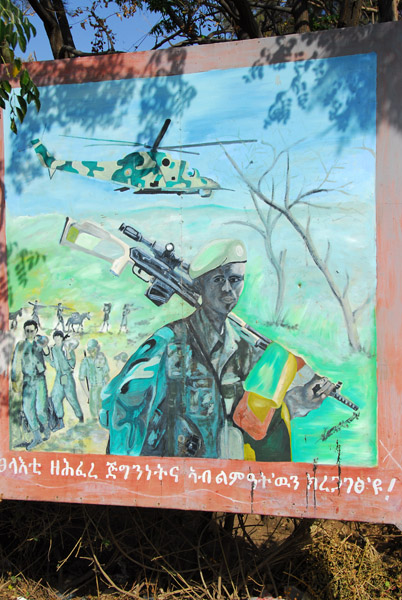 Soldier and helicopter painting, Axum