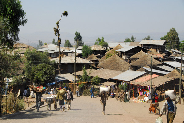 The road from the summit of Lalibela descending towards the churches