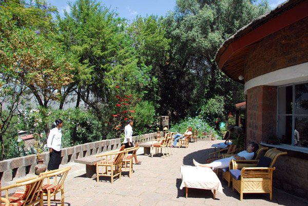 Pleasant place for lunch ... the terrace of the Seven Olives Hotel