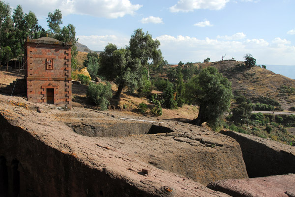 Rock hewn church of Lalibela from surface level