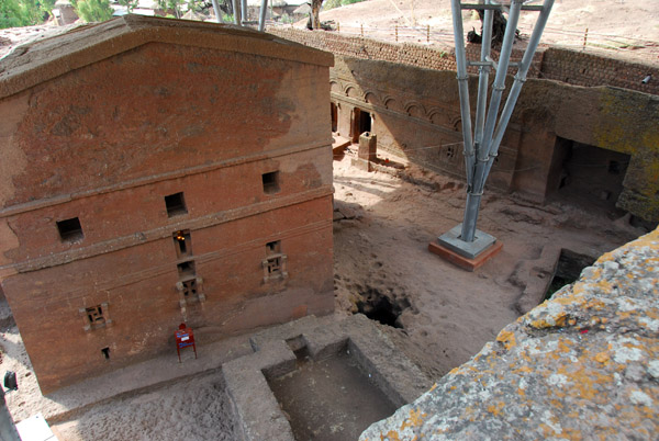 Looking down on the east side of Bet Maryam, Lalibela