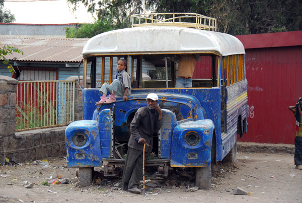Stripped shell of a bus, Lalibela