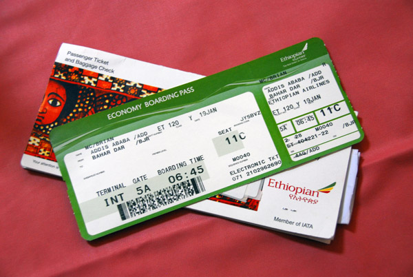 Domestic boarding pass to Bahir Dar