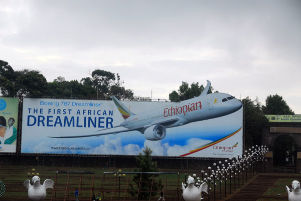 Billboard for Ethiopian Airlines' Boeing 787