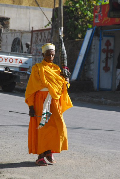 Ethiopian monk in orange robes