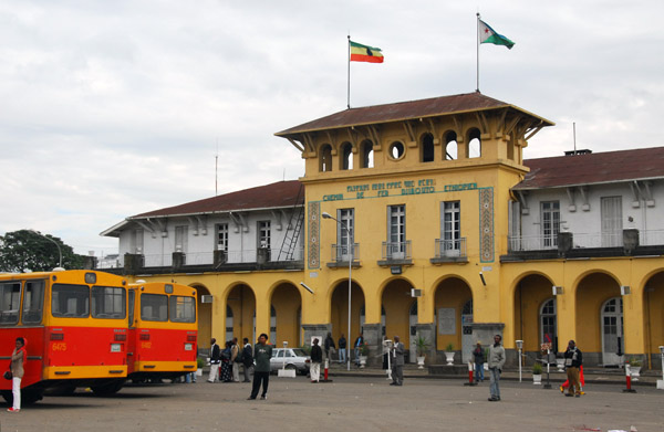 Bus station in front of the old, out of service Addis Ababa Railway Station