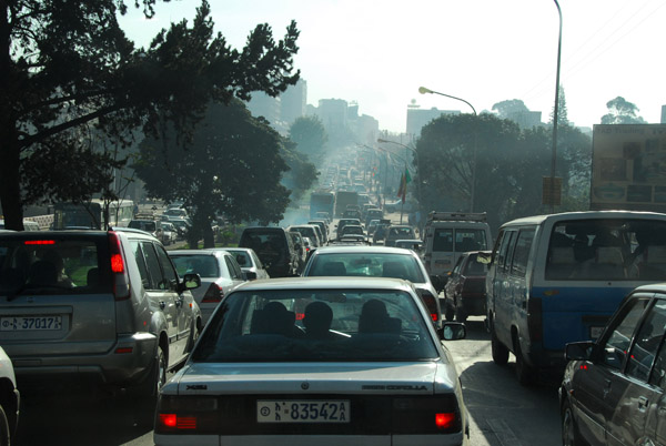 Early morning traffic jam, Bole Avenue, Addis Ababa