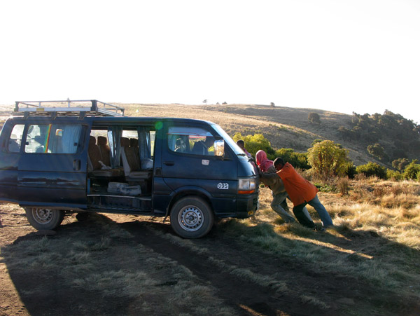 Keith helped push-start this van securing us a lift a few miles down the road to our starting point