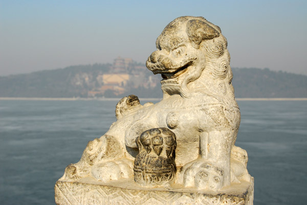 Stone lion, Seventeen Arch Bridge, Summer Palace