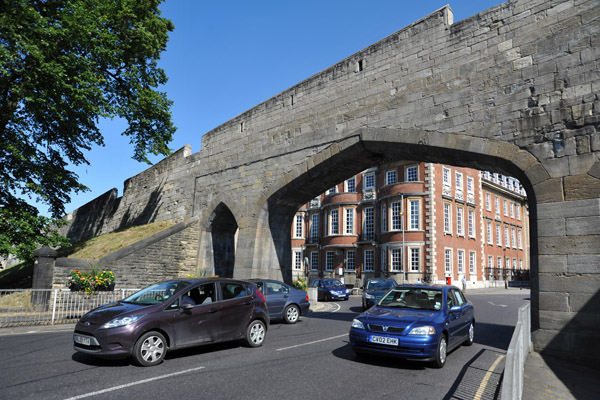 Road (Station Rise) passing through the city wall, York