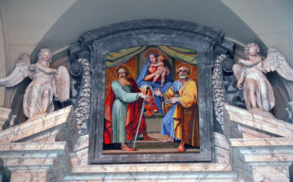 Mosaic of the Virgin and Child flanked by St. Peter and St. Paul
