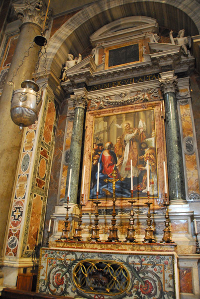 Altar of St. Gregory the Great (590-604) with a 1772 mosaic after Sacchi, 1625