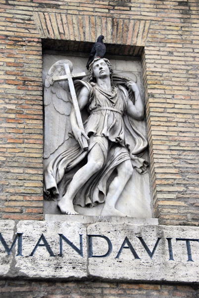 Relief of an angel on the wall of Vatican City Mandavit