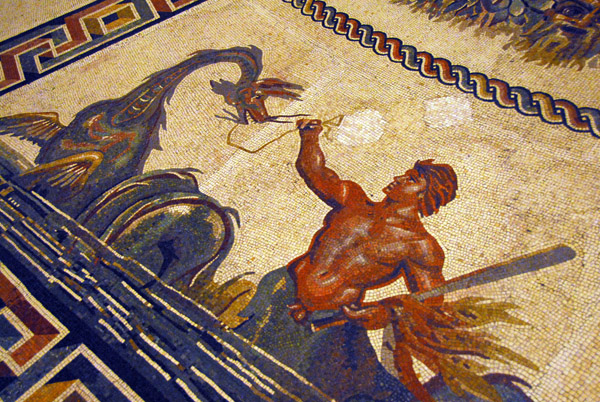 Mosaic floor of the Sala Rotonda with a triton and sea monster, Museo Pio-Clementino