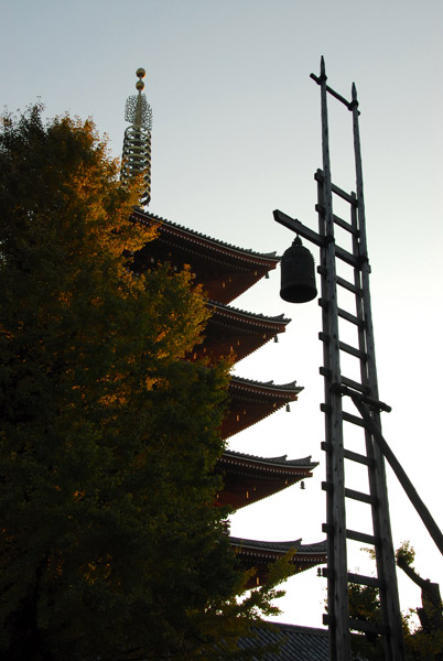 Bell erected on a ladder, Sensō-ji Kannon Temple