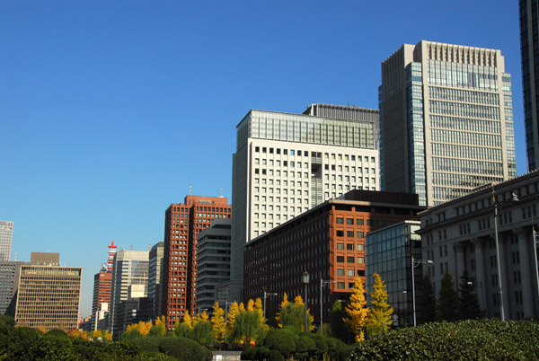 The office towers of Central Tokyo meet the parks surrounding the Imperial Palace