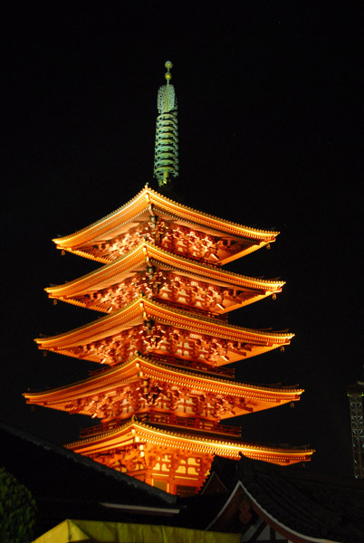 Five-stories pagoda of Sensō-ji at night