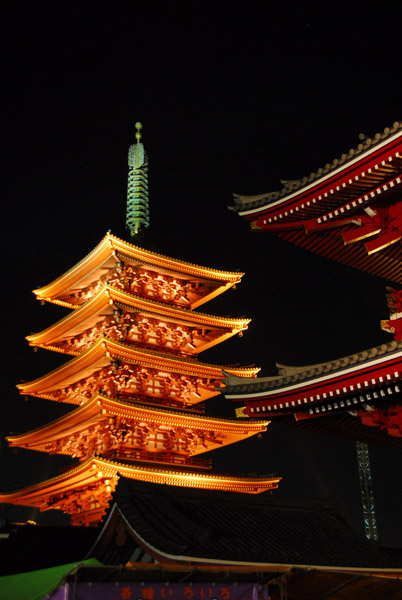 Five-stories pagoda of Sensō-ji at night