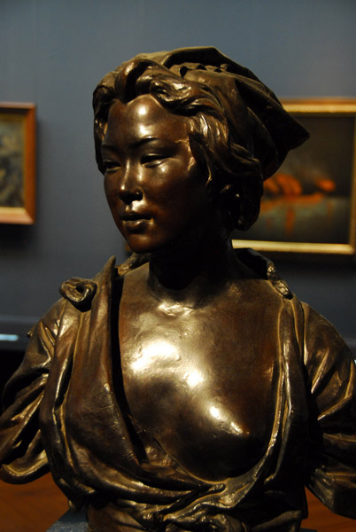 Bronze bust of a Japanese woman by Vincenzo Ragusa, 1881