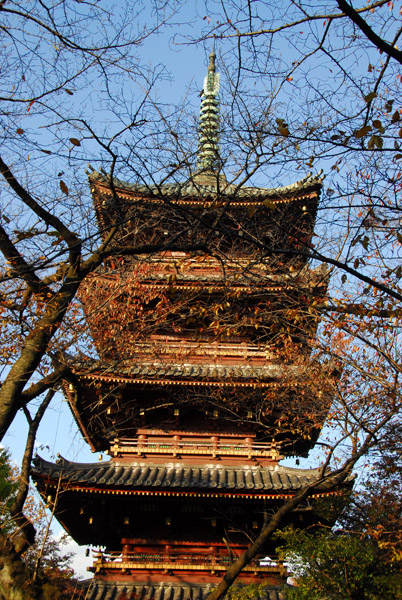 Five-storied Pagoda behind trees, Ueno Park