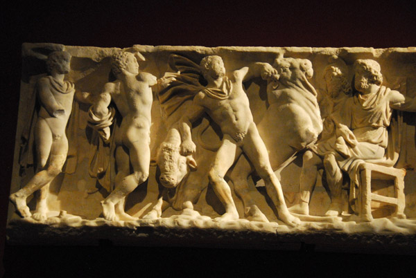 Sarcophagus with scene of Jason in Colchis, Roman, ca 150 AD